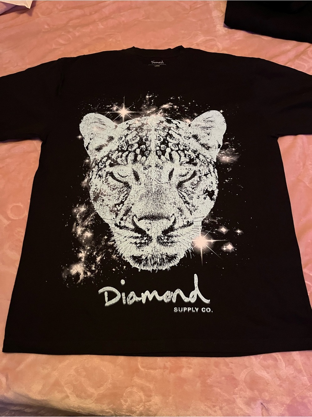 Diamond Supply Co. Black Tee with White Leopard Graphic